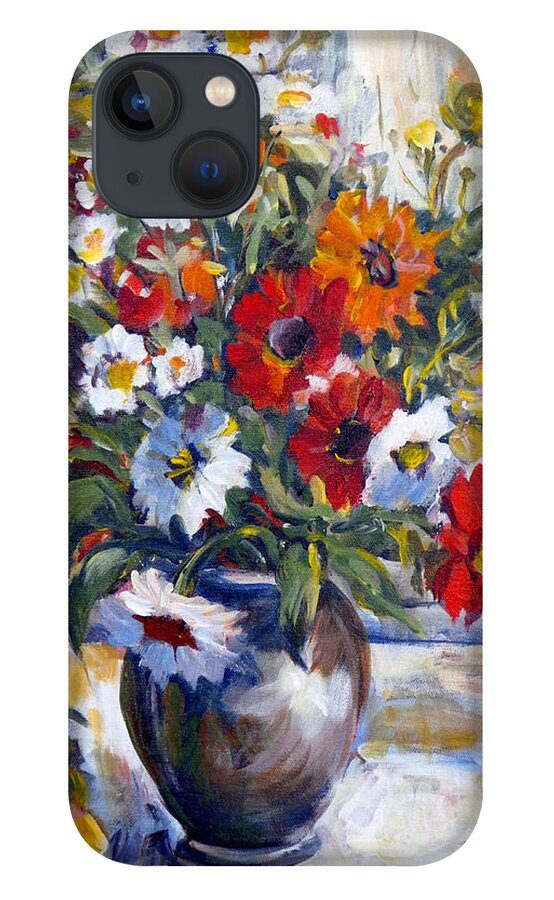 Daisies iPhone 13 Case featuring the painting Daisies by Ingrid Dohm