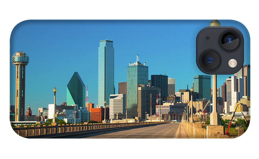 Downtown District iPhone 13 Case featuring the photograph Dallas Skyline And Street Bridge by Davel5957