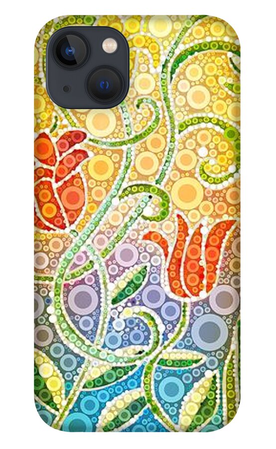 Digital iPhone 13 Case featuring the digital art Dancing Flowers by Linda Bailey