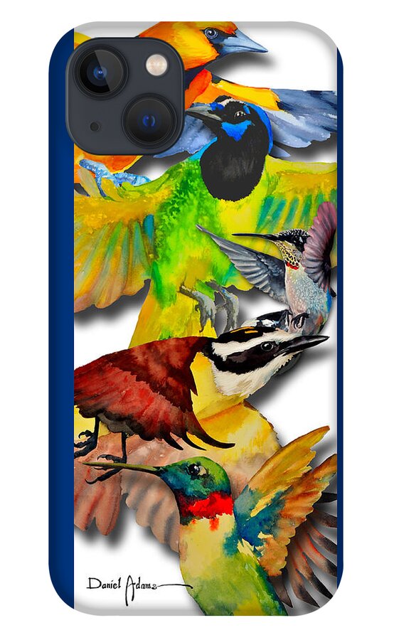 Birds iPhone 13 Case featuring the painting DA131 Multi-Birds by Daniel Adams by Daniel Adams