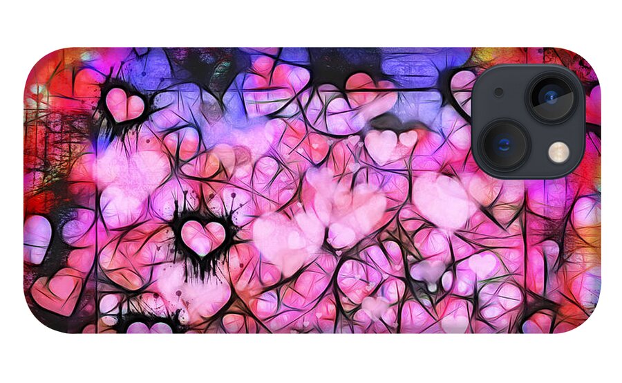 Valentine iPhone 13 Case featuring the photograph Moody Grunge Hearts Abstract by Marianne Campolongo