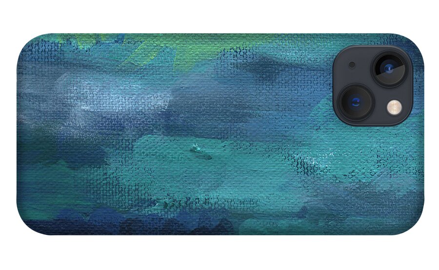 Blue iPhone 13 Case featuring the painting Tranquility- abstract painting by Linda Woods