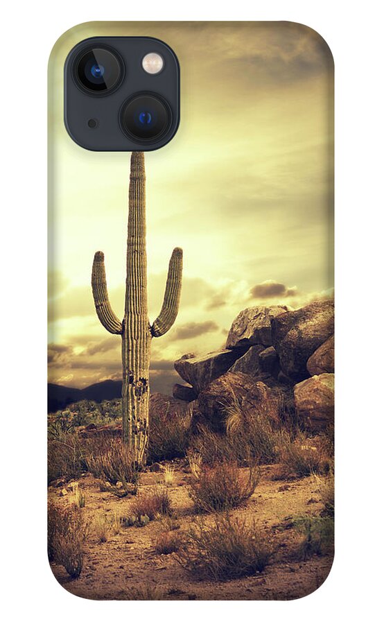 Saguaro Cactus iPhone 13 Case featuring the photograph Desert Cactus - Classic Southwest by Hillaryfox