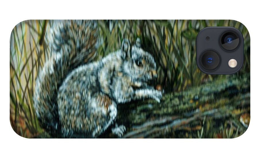 Squirrel iPhone 13 Case featuring the painting Devon Squirrel by Mackenzie Moulton
