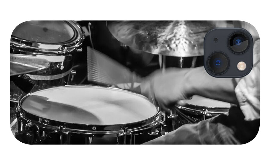 Drum Set iPhone 13 Case featuring the photograph Drummer at work by Photographic Arts And Design Studio
