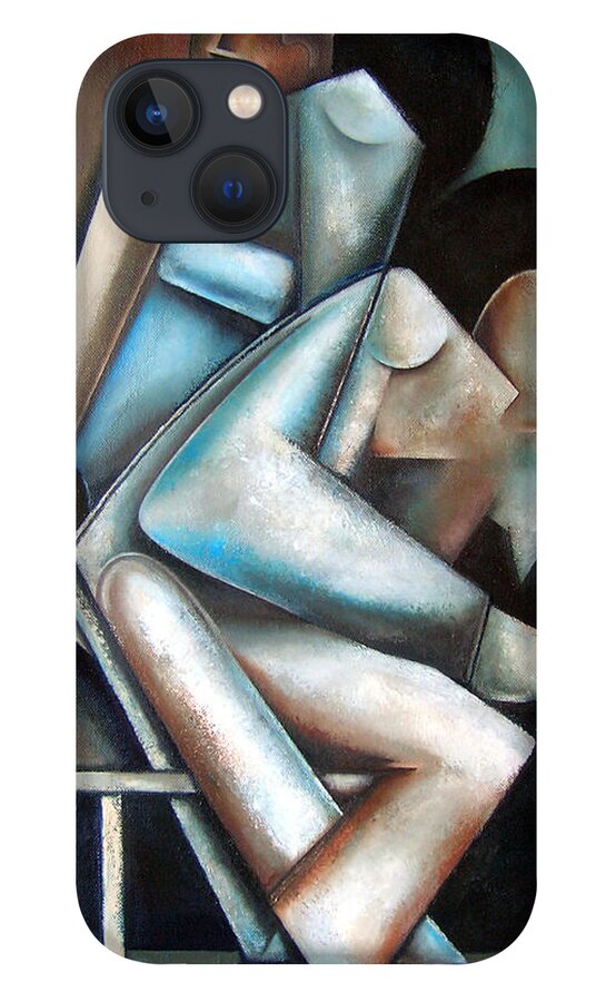 Jazz Cubism Thelonious Monk John Coltrane iPhone 13 Case featuring the painting Dual Mode by Martel Chapman
