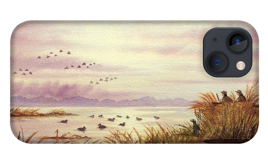Duck Hunting iPhone 13 Case featuring the painting Duck Hunting Companions by Bill Holkham