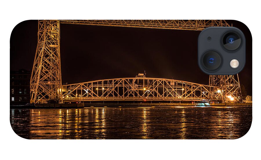 Aerial iPhone 13 Case featuring the photograph Duluth Aerial Lift Bridge by Paul Freidlund