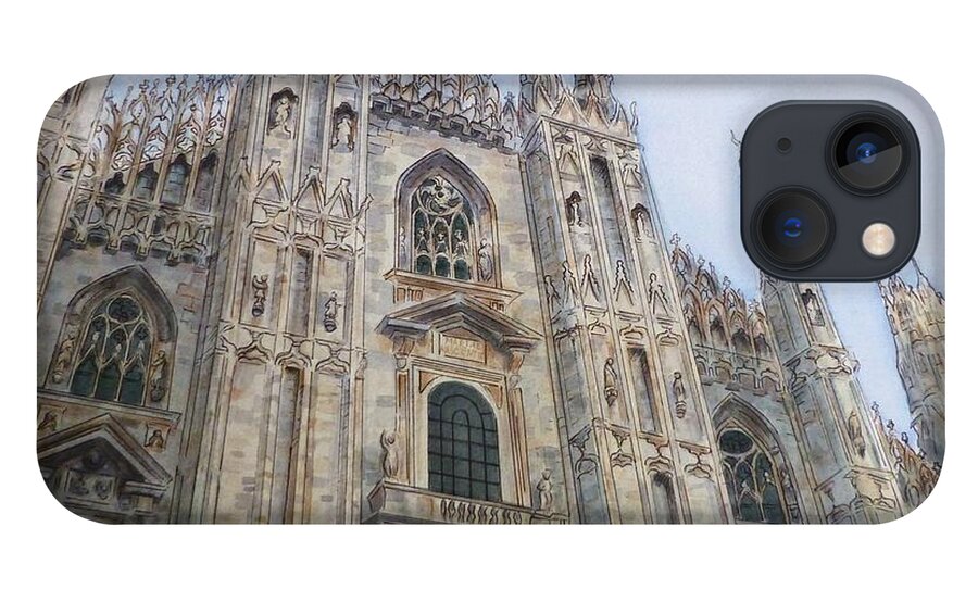 Architecture iPhone 13 Case featuring the painting Duomo di Milano by Henrieta Maneva