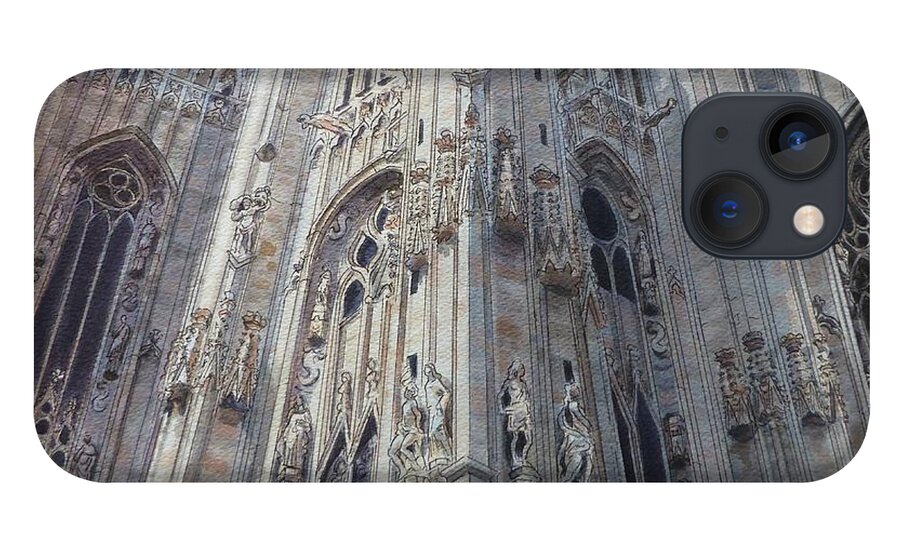 Architecture iPhone 13 Case featuring the painting Duomo di Milano II by Henrieta Maneva