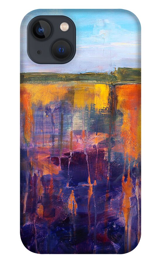 Earth iPhone 13 Case featuring the painting Earth and Sky by Nancy Merkle