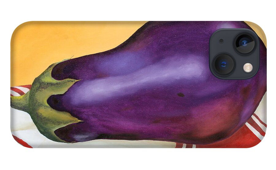 Kitchen iPhone 13 Case featuring the painting Eggplant on Dish Cloth by Donna Tucker