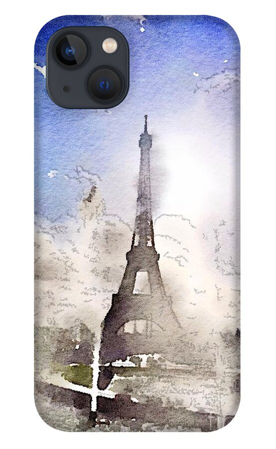 Eiffel Tower iPhone 13 Case featuring the painting Eiffel during summer by HELGE Art Gallery