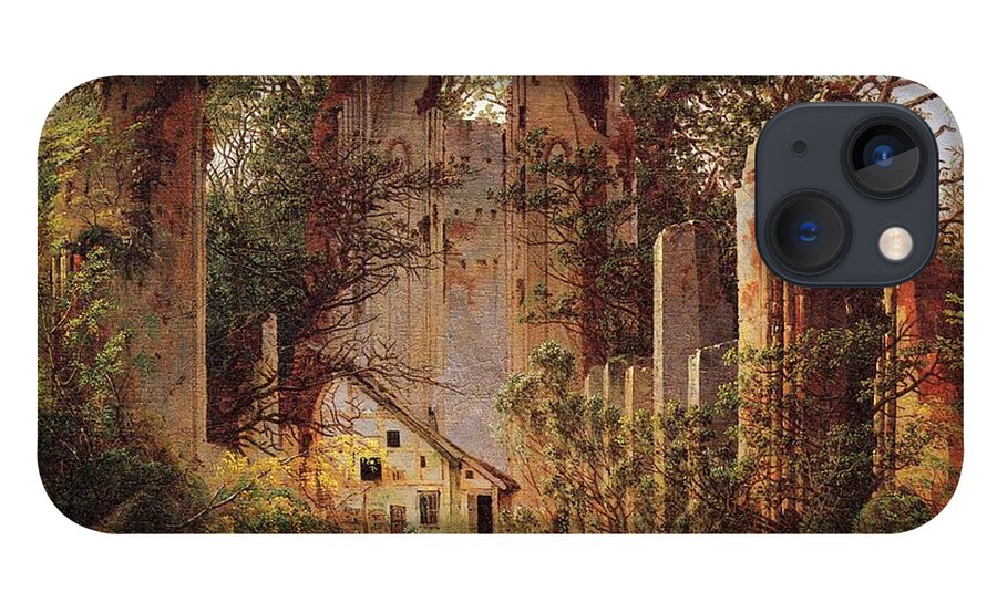 David Caspar Friedrich iPhone 13 Case featuring the painting Eldena Monastary Ruins by David Caspar Friedrich