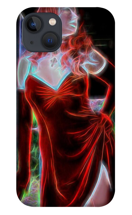 Fantasy iPhone 13 Case featuring the painting Electric Woman In Red by Jon Volden