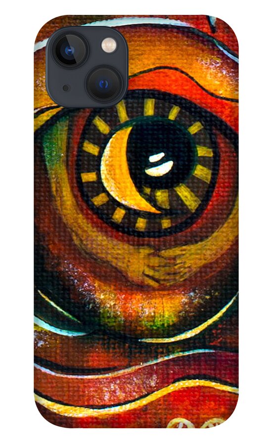  iPhone 13 Case featuring the painting Elementals Spirit Eye by Deborha Kerr