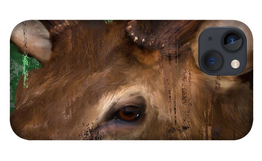 Animal iPhone 13 Case featuring the digital art Elk in the trees by Debra Baldwin