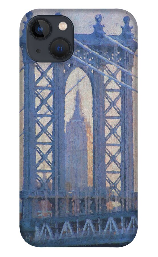 Empire State Building iPhone 13 Case featuring the photograph Empire State Building through the Manhattan Bridge by Jean-Pierre Ducondi