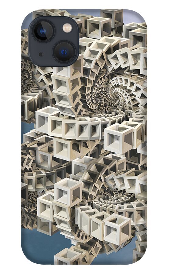 Abstract iPhone 13 Case featuring the digital art Escher's Construct by Manny Lorenzo
