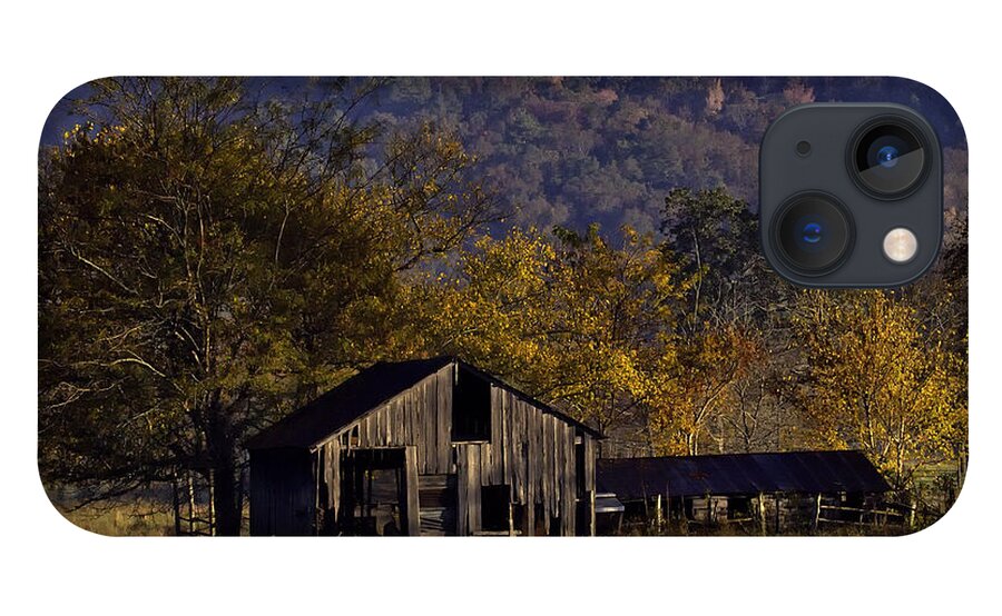 Old Barn iPhone 13 Case featuring the photograph Fall Sunrise Old Barn at 21/43 Intersection by Michael Dougherty