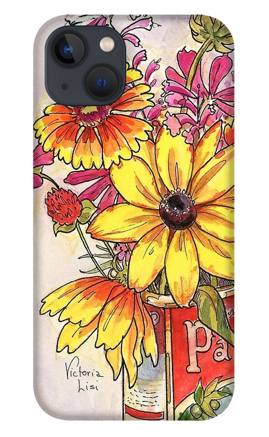 Floral Art iPhone 13 Case featuring the painting Fall's Last Bouquet by Victoria Lisi