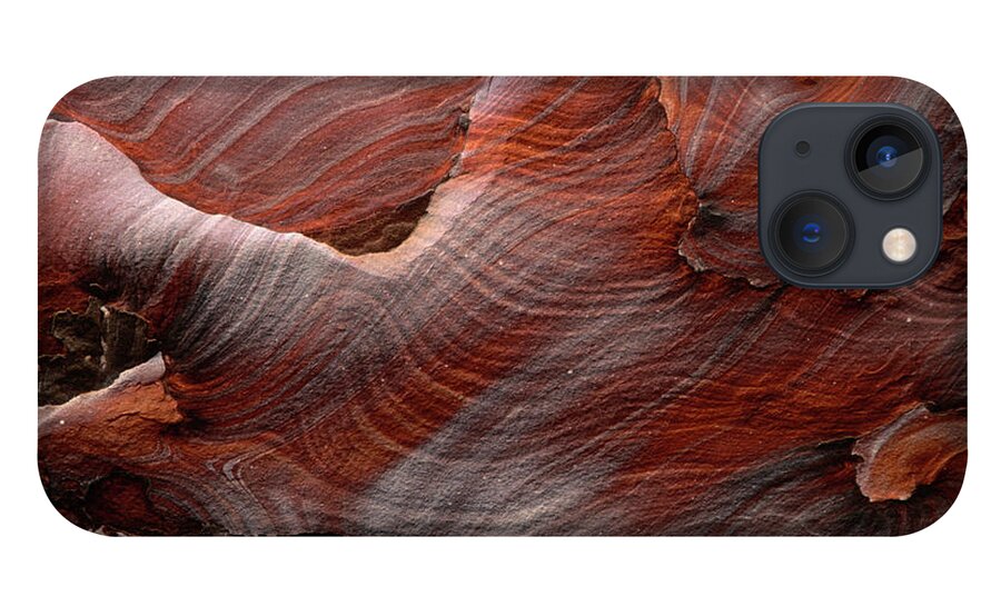 Textured iPhone 13 Case featuring the photograph Fantastic Swirling Sandstone Patterns by Anders Blomqvist