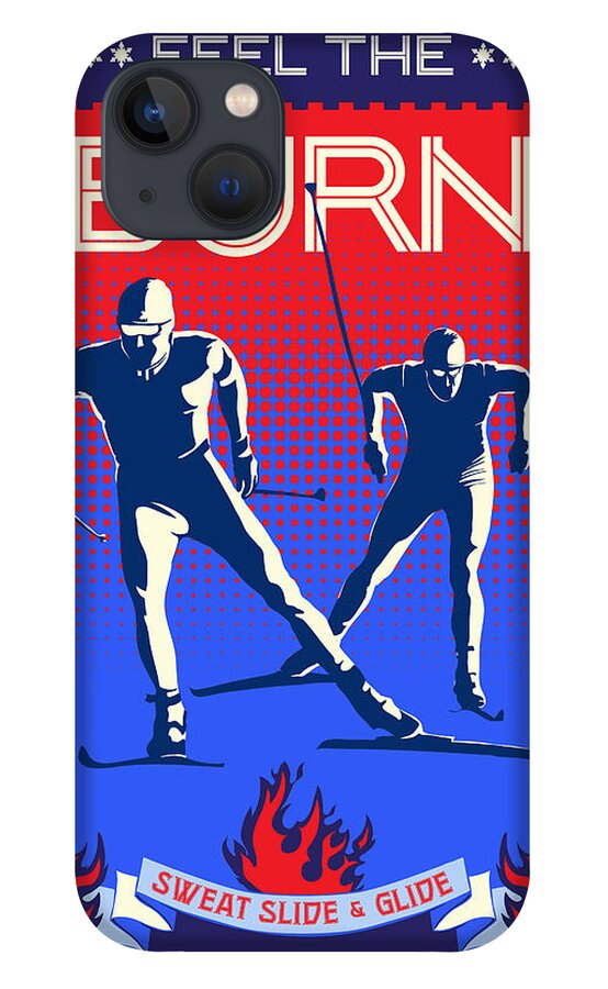 Cross Country Skiing iPhone 13 Case featuring the painting Feel the Burn XSki by Sassan Filsoof