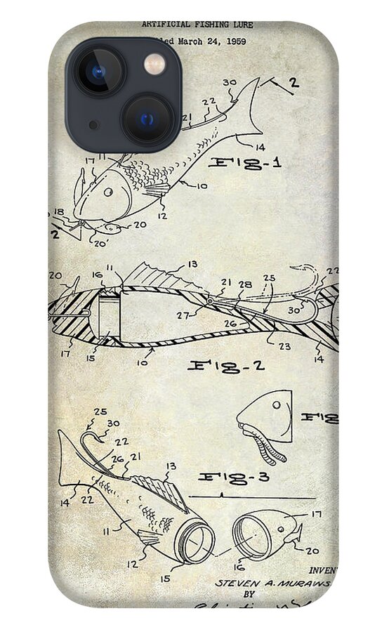 Fly Fishing Lure iPhone 13 Case featuring the photograph Fishing Lure Patent 1959 by Jon Neidert