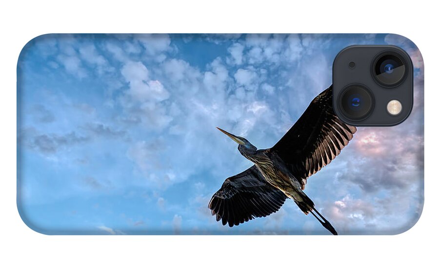 Great Blue Heron iPhone 13 Case featuring the photograph Flight Of The Heron by Bob Orsillo