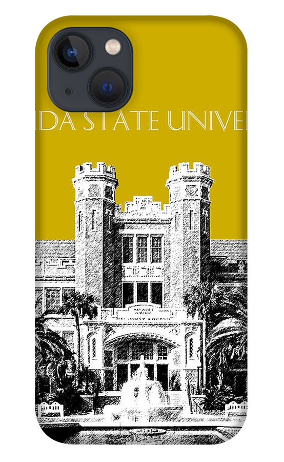University iPhone 13 Case featuring the digital art Florida State University - Gold by DB Artist