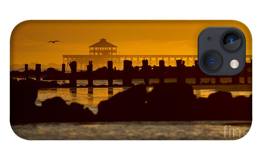 Folly Beach Pier Sunset iPhone 13 Case featuring the photograph Folly Beach Pier Sunset by Dustin K Ryan