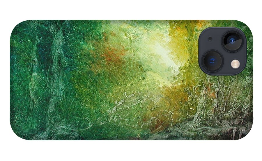 David Ladmore iPhone 13 Case featuring the painting Forest Light 27 by David Ladmore