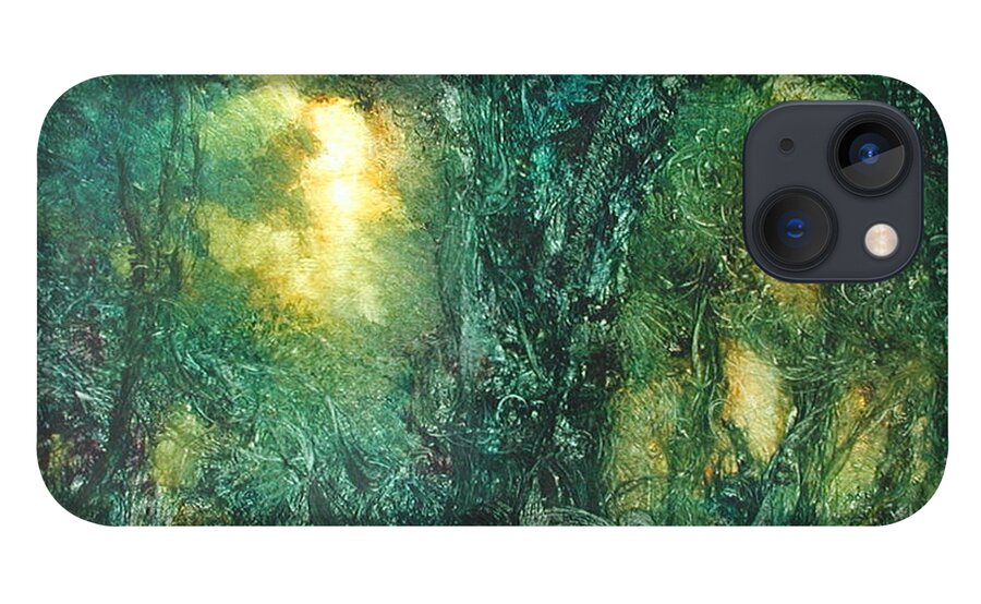 David Ladmore iPhone 13 Case featuring the painting Forest Light 28 by David Ladmore
