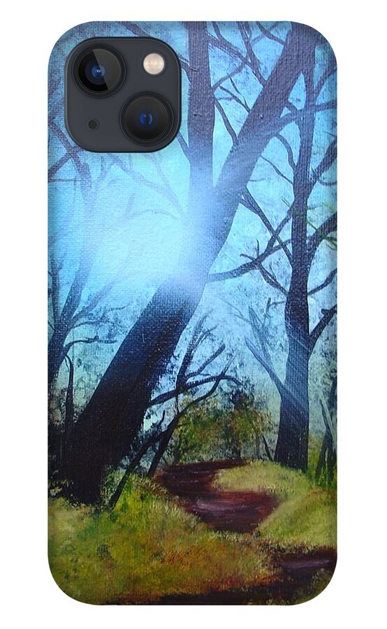 Painting iPhone 13 Case featuring the painting Forest Sunlight by Charles and Melisa Morrison
