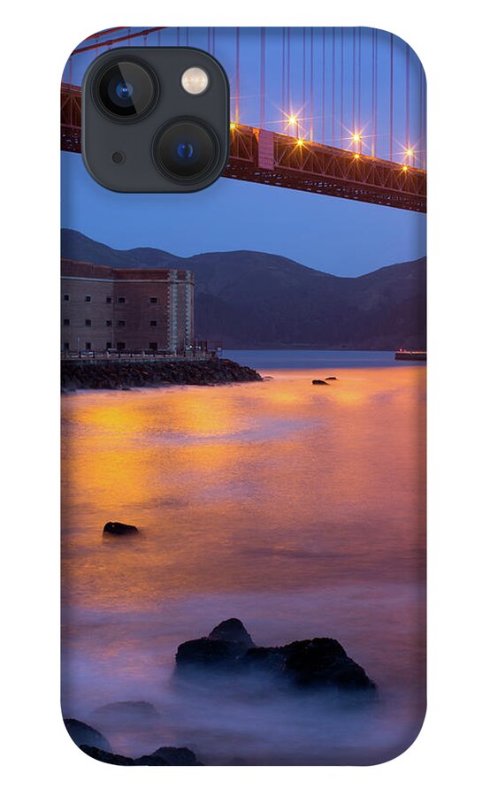Dawn iPhone 13 Case featuring the photograph Fort Point And Golden Gate Bridge At by Zeiss4me