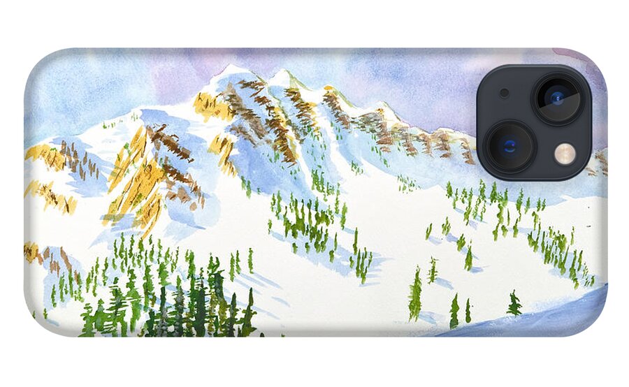 Mountains iPhone 13 Case featuring the painting Four Sisters at Snowbasin by Walt Brodis