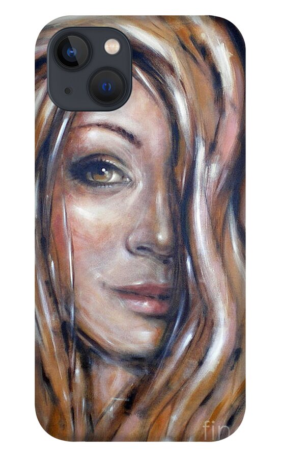 Portrait iPhone 13 Case featuring the painting Fragile Smiles 230509 by Selena Boron