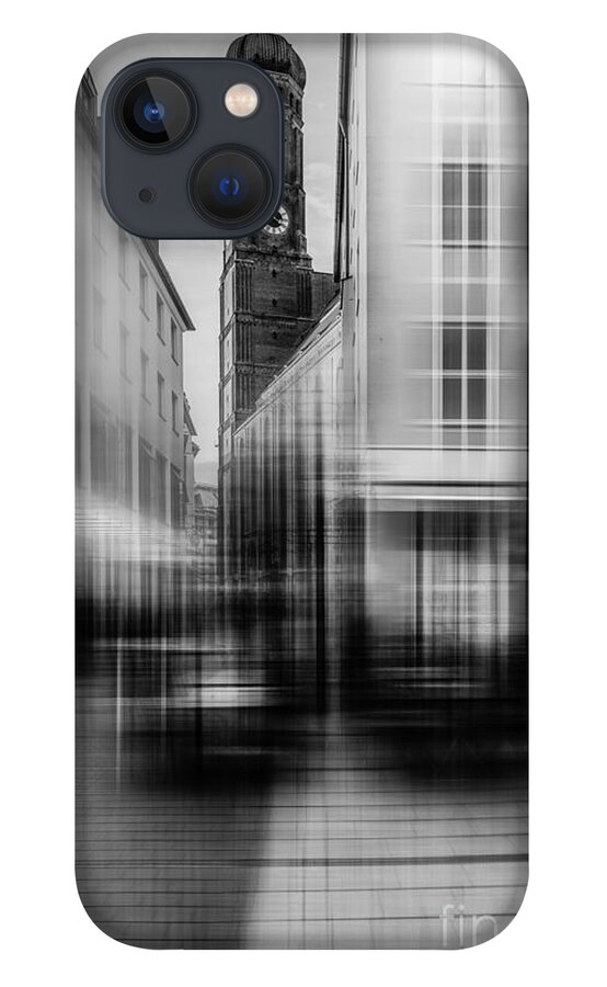 People iPhone 13 Case featuring the photograph Frauenkirche - Muenchen V - bw by Hannes Cmarits