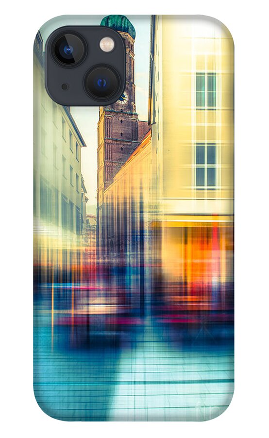 People iPhone 13 Case featuring the photograph Frauenkirche - Munich V - vintage by Hannes Cmarits