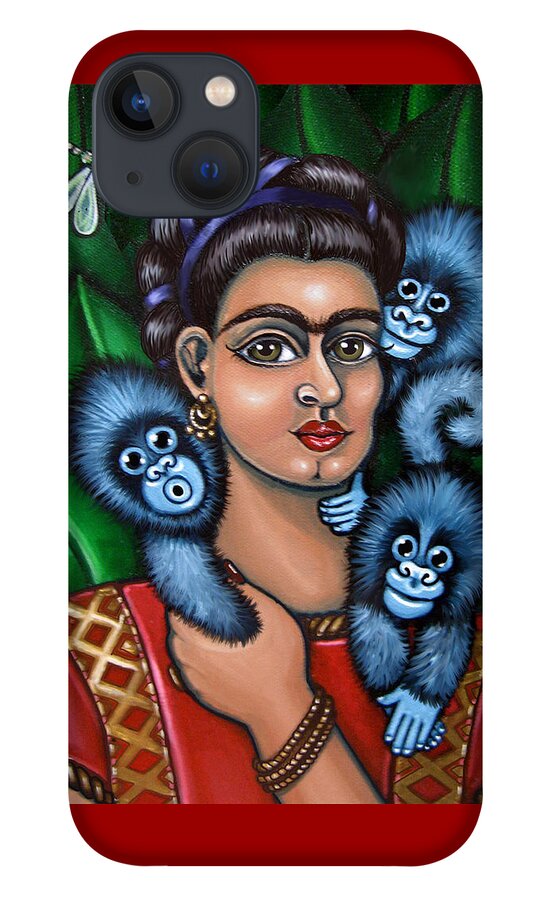 Folk Art iPhone 13 Case featuring the painting Fridas Triplets by Victoria De Almeida