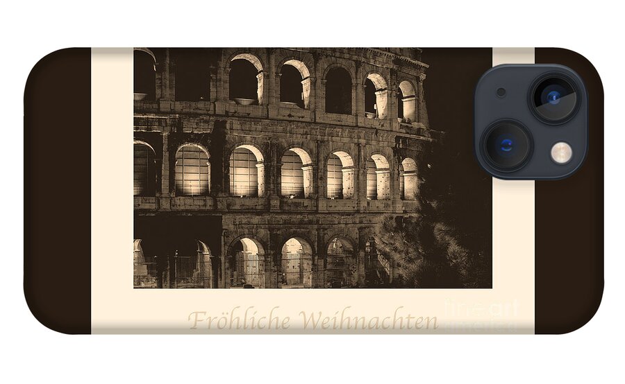 German iPhone 13 Case featuring the photograph Frohliche Weihnachten with Colosseum by Prints of Italy