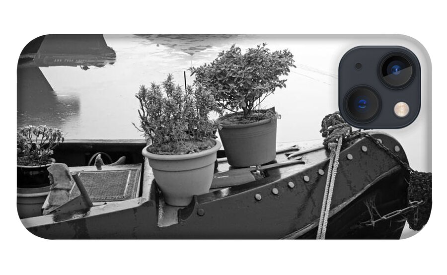 Britain iPhone 13 Case featuring the photograph Frosty On Board Garden - Shobnall Marina by Rod Johnson