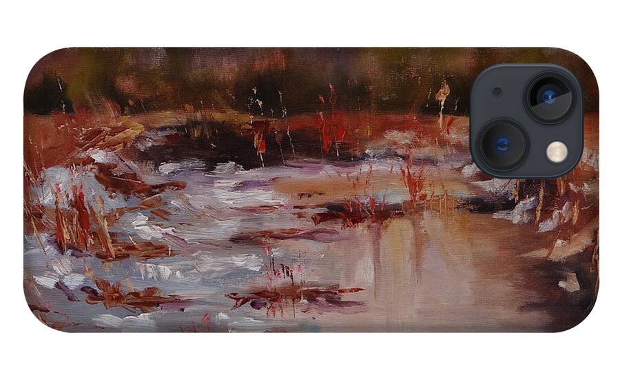 Frozen Pond iPhone 13 Case featuring the painting Frozen Pond by Carol Berning