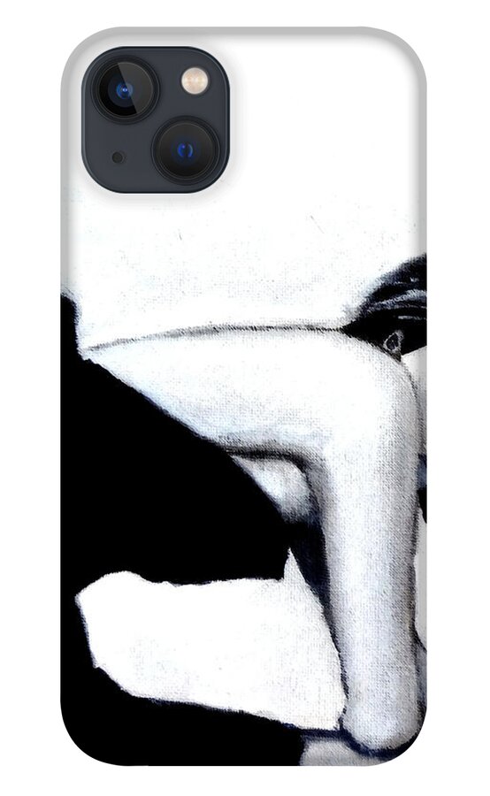 Girl iPhone 13 Case featuring the painting Gamine- French Girl in Black and White by Katy Hawk