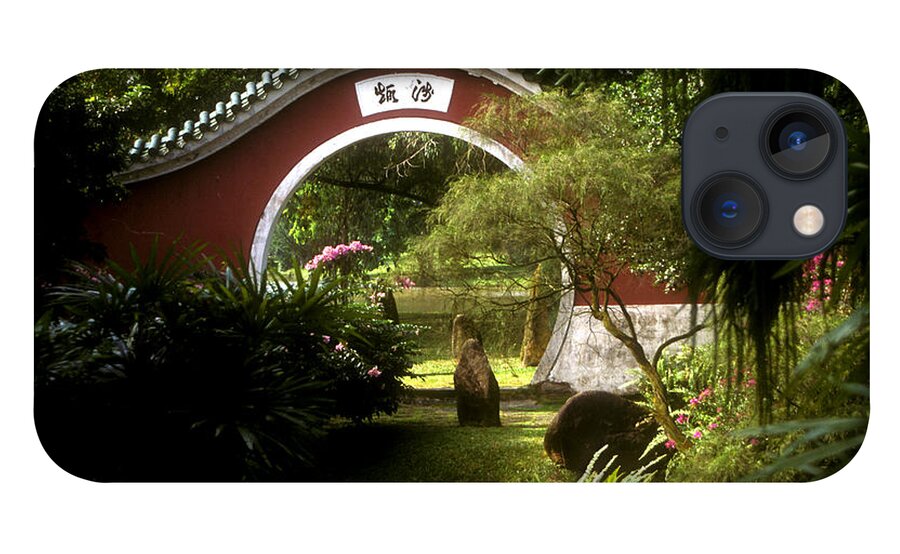 Singapore iPhone 13 Case featuring the photograph Garden Moon Gate 21E by Gerry Gantt