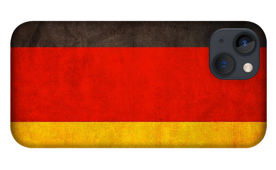 Germany Flag German Europe Dresden Hamburg Berlin Dusseldorf iPhone 13 Case featuring the mixed media Germany Flag Vintage Distressed Finish by Design Turnpike
