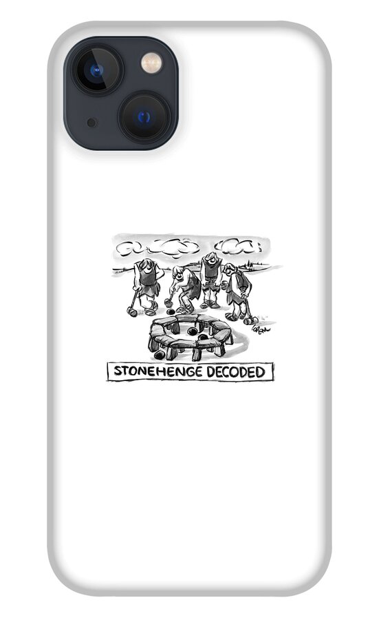 Giant Cavemen Play Croquet Using The Stonehenge iPhone 13 Case