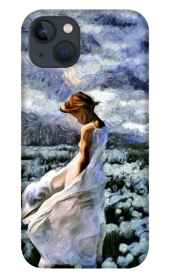 Impressionism iPhone 13 Case featuring the painting Girl In A Cotton Field by Georgiana Romanovna