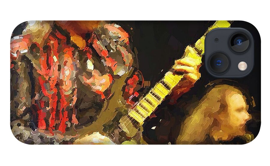 Guitar iPhone 13 Case featuring the painting god on Guitar Nbr 2 by Will Barger