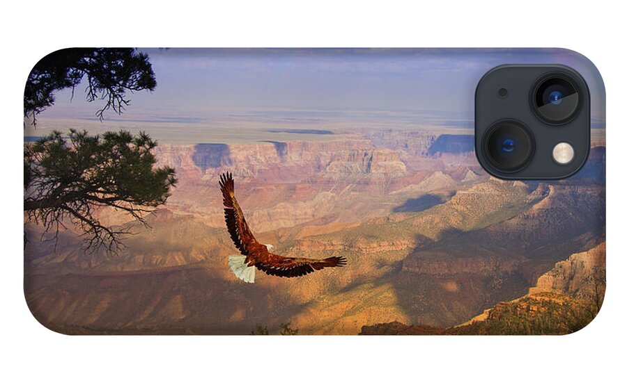 Fly iPhone 13 Case featuring the digital art Grand Canyon Eagle by Bruce Rolff